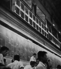 Black Boards at the stock trading floor